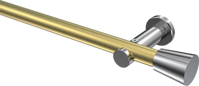 Produktbild von Interdeco Gardinenstange / Vorhangstange Messing-Optik / Chrom, Typ Platon Sitra (Konus) ohne Ringe, 20 mm Ø 1-läufig, 260 cm
