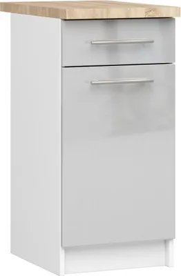 Immagine prodotto di Mobile da cucina inferiore 40 cm VERMINA con cassetto - bianco / grigio chiaro lucido