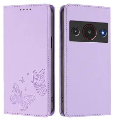 Image de Étui en cuir pour ZTE Blade A75 Pro 5G, étui de protection type portefeuille en cuir gaufré « papillon » avec support, violet