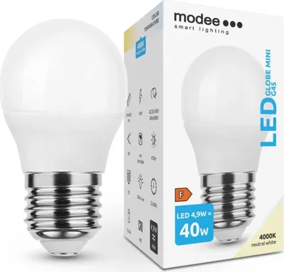Obrázok produktu pre Modee Lighting LED žiarovka E27 4,9W 4000K MINI G45 (40W)