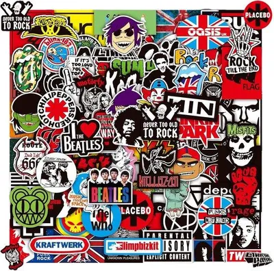 Produktbild von 100 Stück Rock-Musik Stickers - für Laptop, Scooter, Koffer und mehr