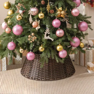 Image de Omgoods - Jupe de sapin de Noël en osier pour la décoration