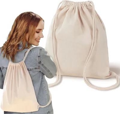 Produktbild von Öko-Baumwollrucksack 34×40 cm – Schulrucksack, Schuhbeutel & Trainingstasche