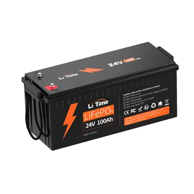 Image de Batterie LiFePO4 24 V 100 Ah avec BMS 2560 Wh, accumulateur d'énergie pour installation solaire, moteur de bateau, camping-cars