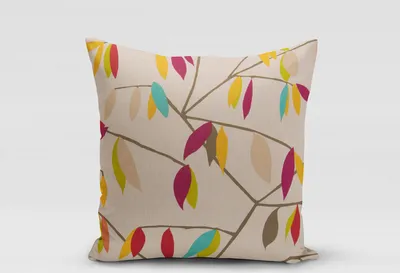 Produktbild von SCHÖNER LEBEN. Kissenhülle beige mit Blätter braun grün rot 50x50cm