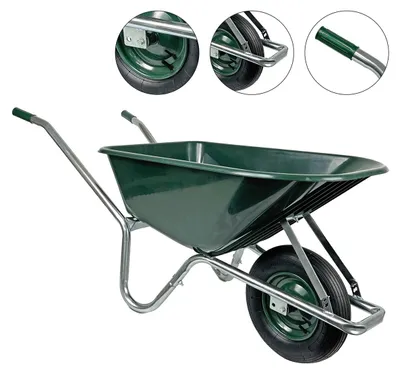 Produktbild von Matrix Schubkarre 100l 250kg Luftrad Kunststoffwanne grün Rahmen verzinkt