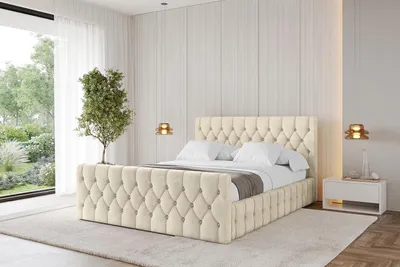 Produktbild von ALTDECOR Polsterbett mit Bettkasten - LARO-Z 180x200 Beige - Bett mit Kopfteil, Boxbett ohne Matratze, Doppelbett mit Stauraum