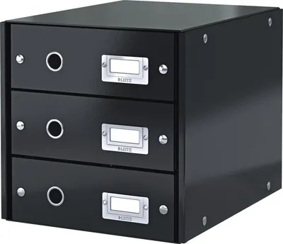 Produktbild von Schubladenbox 3 Fächer Karton schwarz Packung mit 3 Stück