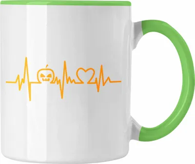 Produktbild von Trendation - Halloween Tasse Kürbis Dekoration Becher Herzschlag Kürbis (Grün)