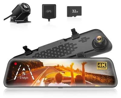Produktbild von Auto Rückspiegel Kamera - 4K Spiegel Dashcam - 30 cm IPS Touchscreen - Dual Front- und Rückfahrkamera - 170° Weitwinkel - GPS & Parküberwachung - Nachtsicht - Ohne Hardwire Kit