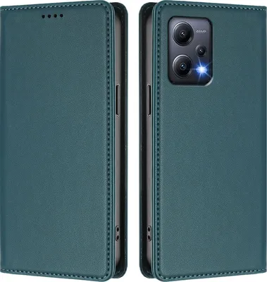 Image de Étui en cuir pour Xiaomi Poco X5/Redmi Note 12 5G, étui à rabat magnétique en cuirPolyuréthaneavec support, vert