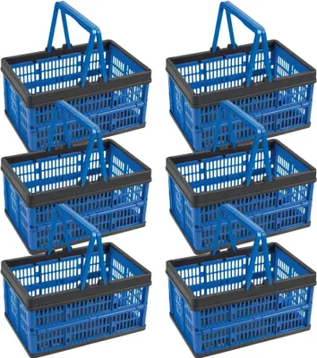Produktbild von Novaliv Klappbox Blau 6er Set - 16L Faltkorb mit Henkeln - Vielseitiger Einkaufskorb - Praktische Aufbewahrungsbox