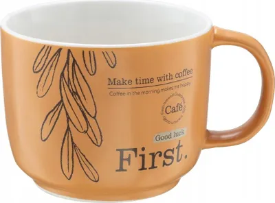 Image de Tasse en porcelaine 400 ml Caramel « Make time with coffee »