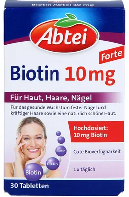 Produktbild von Abtei Biotin 10 mg forte Tabletten für Haut, Haare und Nägel, 30 St. Tabletten