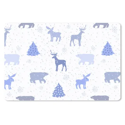 Produktbild von MuchoWow® Schreibtischunterlage Hirsche - Muster - Schnee 60x40 cm - XXL Mauspad - Großes Mauspad