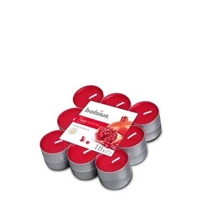 Image de Bougies Bolsius Tealight True Scents, chauffe-plat, parfumees, grenade, pack 18 pcs