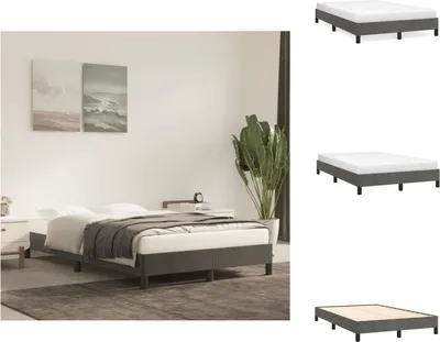 Image de vidaXL Cadre de lit gris foncé 120x200 cm velours - Lits et sommiers