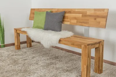 Produktbild von Sitzbank aus Eiche Massivholz Natur, 180 cm lang, 35 cm breit, 83 cm hoch