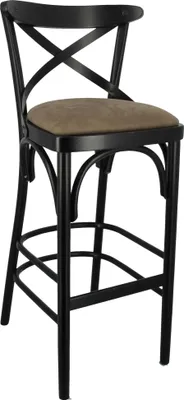Image de Tabouret de restaurant en Bois,Simili cuir Noir pour Interieur