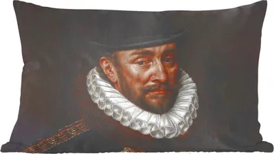 Produktbild von MuchoWow® Zierkissen Sofakissen Wohnzimmer Dekokissen 60x40 cm Wilhelm von Oranien - Adriaen Thomasz - Kopfkissen - Polster mit Foto