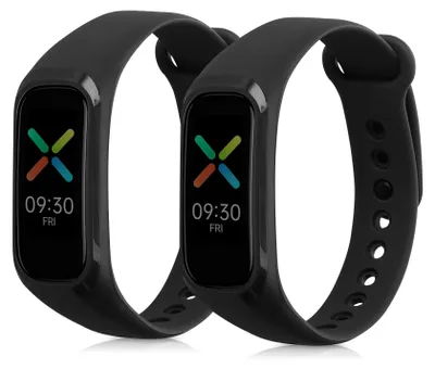 Produktbild von kwmobile 2x Uhrenarmband für Oppo Band Sport Armband - Fitnesstracker Band Set aus TPU Silikon - Ersatzarmband Smartwatch - Schwarz Schwarz