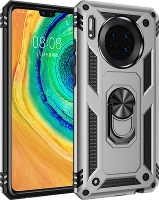 Produktbild von LaimTop Huawei Mate 30 Hülle, Hybrid Robuste Rüstung Drehbarer Ring Halter Ständer Dual Layer Hard PC + TPU Stoßfest Schutzhülle für Huawei Mate 30 Silber