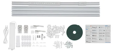 Produktbild von Motorisierte elektrische Vorhangschiene, verstellbare Länge 2,16-4,2 m, Fernbedienung, Deckenmontage, Weiß