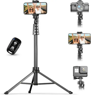 Produktbild von Handy Stativ, Selfie Stick Stativ, Selfie Ständer, 160cm Smartphone Stative, mit Bluetooth Fernbedienung, für Selfies, Videoaufnahmen, Live Streaming