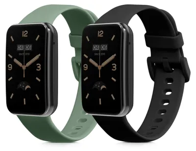 Produktbild von kwmobile 2x Uhrenarmband für Xiaomi Mi Band 7 Pro Armband - Fitnesstracker Band Set aus TPU Silikon - Ersatzarmband Smartwatch - Schwarz Pastellgrün
