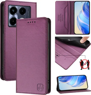 Immagine prodotto di Custodia in pelle per Infinix Note 40 4G, flip case con slot per carte, portafoglio e supporto Viola