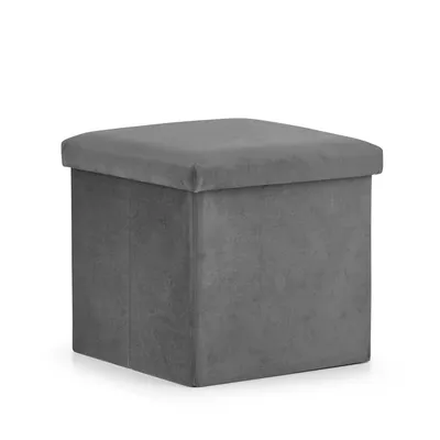 Image de Pouf pliant L - 38x38x38cm gris velours