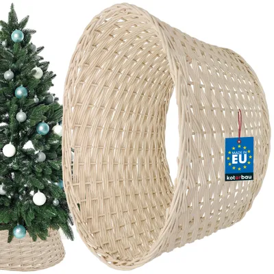 Produktbild von KOTARBAU® Weihnachtsbaum Rock aus Weide Ø 55 cm Gebleicht Christbaumständer aus Rattan Natur Weihnachtsbaumkorb, Weihnachtsbaumständer