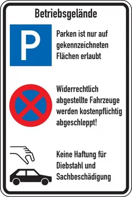 Produktbild von Dreifke® Schild I Kombischild Betriebsgelände, Parken, Parkverbot und Diebsta...
