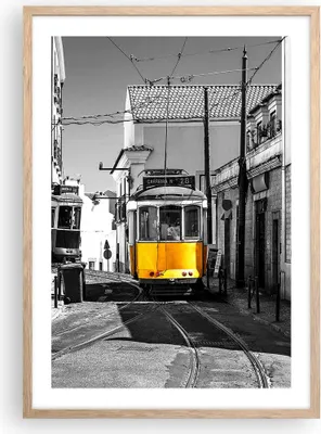 Produktbild von Gerahmtes Poster - Rahmen in heller Eiche - Straßenbahn Portugal Lissabon - 50x70 cm - Wand Bild - Wanddeko - Wandbilder - Kunstposter - Wandposter - Bilderrahmen - Bilder - P2NPA50x70-4977