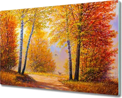 Produktbild von Coloray Hackbrett Küchenbrett Kochplattenabdeckung Schneidebrett Herdabdeckplatte 80x52 cm - Herbstwald Natur
