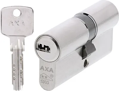 Produktbild von AXA Doppelzylinderschloss – 30/35 mm – Komfortsicherheit – vernickelter Sicherheitszylinder – inkl. 3 (wendbarer) Schlüssel