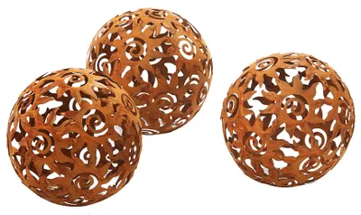 Produktbild von Kula ogrodowa Kobolo o wyglądzie rdzy KASUMA - zestaw 3 sztuk - średnica 15 cm - dekoracja ogrodu Kula ogrodowa na taras Dekoracyjne kule ogrodowe o wyglądzie rdzy Kula ogrodowa Deco