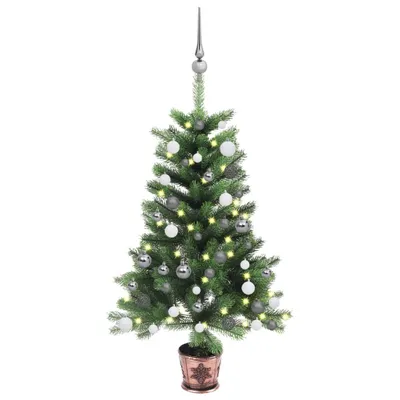 Image de BEI CLORIS Sapin de Noël artificiel avec éclairage & boules 90 cm Vert 2024 Nouveau8801777