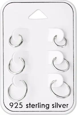 Produktbild von Kleine Creolen Set Silber 925: 3 Paar Ohrringe 8, 10 & 12 mm