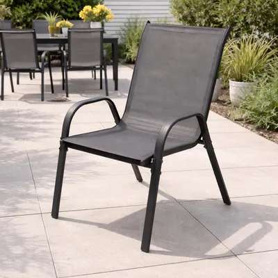 Gartenstuhl Outdoorstuhl Stapelstuhl stapelbar Metall Textilen Anthrazit Outdoor