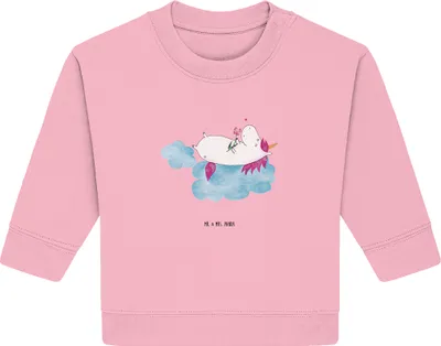 Produktbild von Mr. & Mrs. Panda Organic Baby Pullover Einhorn Verliebt 6. - 12. Monat - Baumwolle Pink - Geschenk, Liebe, Freundin, Einhörner, Bullover, Unicorn, Wolke