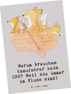 Produktbild von Mr. & Mrs. Panda Postkarte Kanu Lebensweg - Grau Pastell - Geschenk, Teamsport, Abenteuer, Sportler, Kanufahren, Fluss, Paddeln, Ansichtskarte, Natur, Postkarten