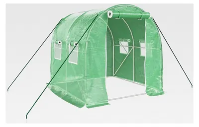 Produktbild von Gewächshaus, Foliengewächshaus mit Stahlrahmen, Tomatengewächshaus mit Reißverschlusstür und Fenstern, Folientunnel, Frühbeet, Grün 4m² 2x2x2m