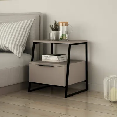 Image de Rosita - Table de chevet, 45x41x50h cm Beige, 4 étagères