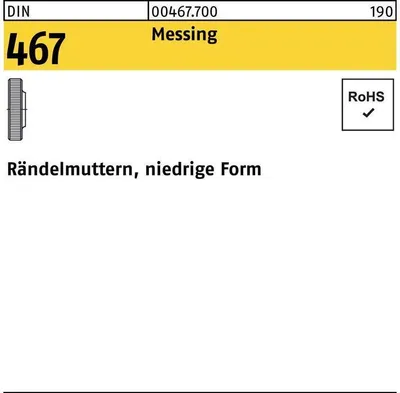 Produktbild von Reyher  Rändelmuttern DIN 467 Messing M 4 Ms (100 Stück)