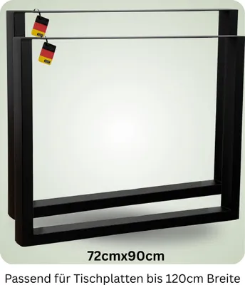 Produktbild von Tischbeine Metall 90x72cm Schwarz – DIY Tischgestell 2er Set inkl. Schrauben