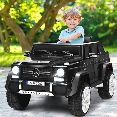 Immagine prodotto di Macchinina elettrica per bambini, colore nero - Veicolo a batteria da 12V - Con telecomando e funzione musicale