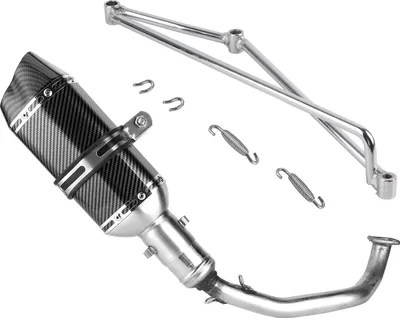 Immagine prodotto di Sistema di scarico completo + silenziatore slip-in in fibra di carbonio per GY6 125