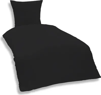 Produktbild von Uni Bettwäsche 135x200 cm schwarz Einfarbig Renforce Baumwolle Garnitur
