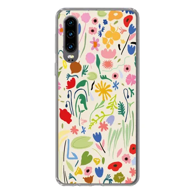 Produktbild von MuchoWow® Handyhülle Schutzhülle Hülle für Huawei P30 Blumen - Muster - Pflanzen Silikon Softcase Handy Hülle - Kartenbesitzer